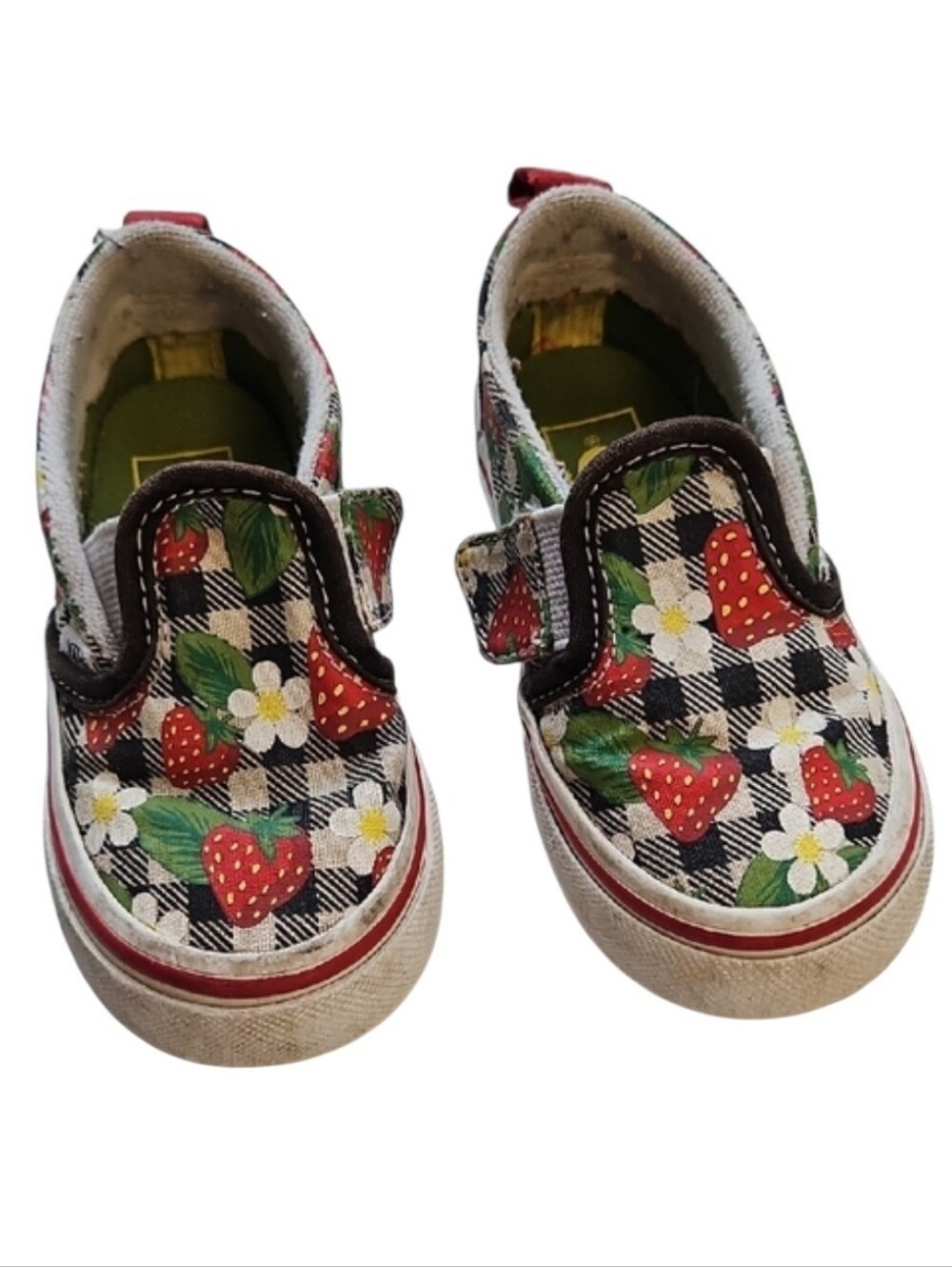 Vans Girls Plaid Strawberry Shoes Size 7